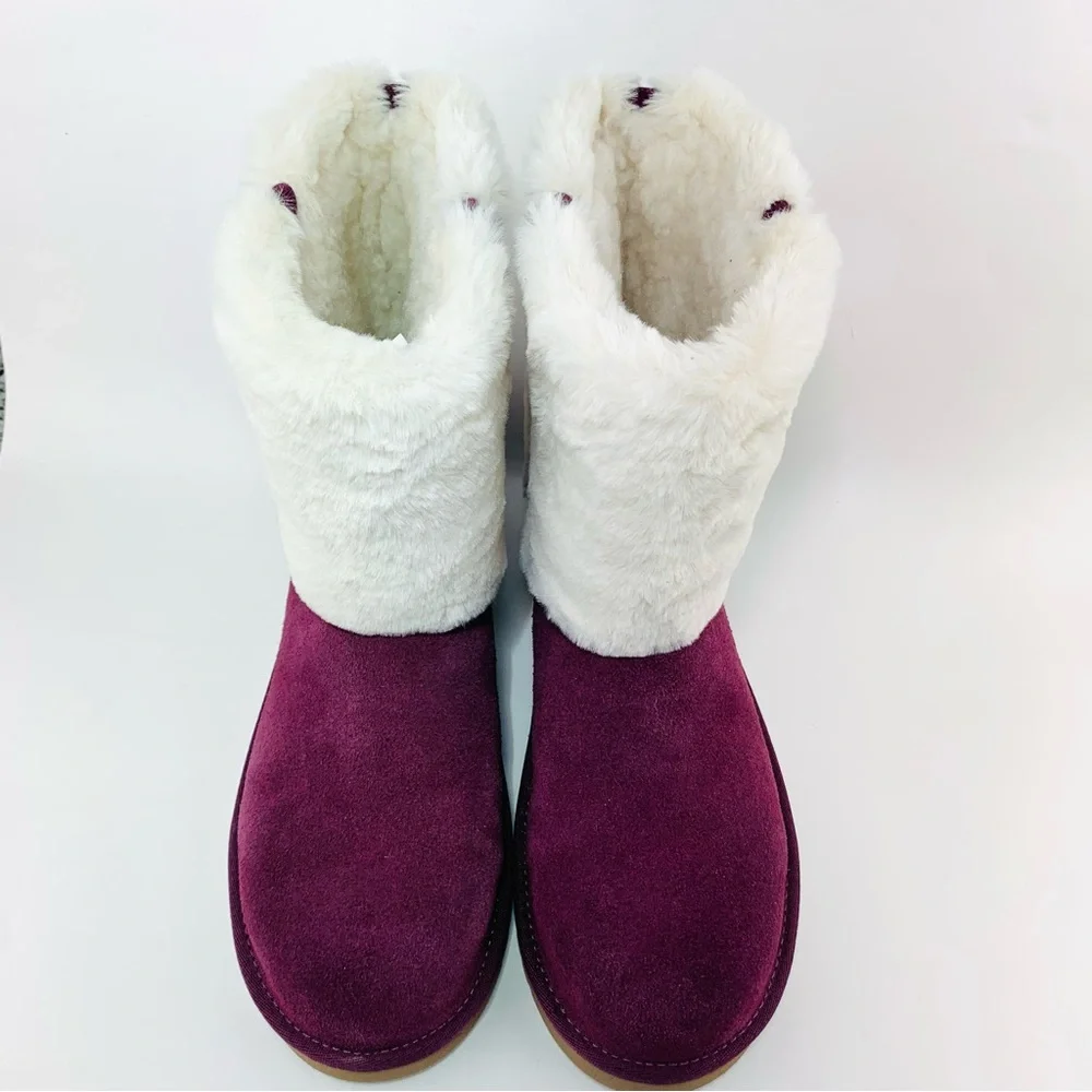 NEW Koolaburra by UGG Women’s Faux Fur Winter Boots Size 9 US - Plum & White - Picture 4 of 15